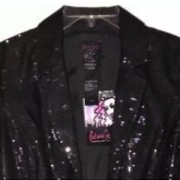 PATRICIA FIELD BLACK SEQUIN BLAZER Sex & The City Size Vintage with Tags SZ 6 - Picture 6 of 9